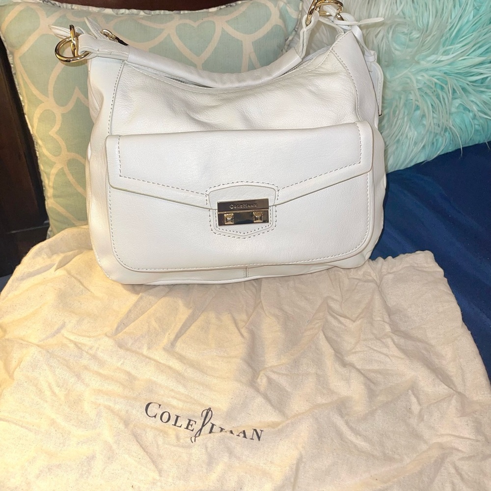 Cole hann authentic,white leather handbag